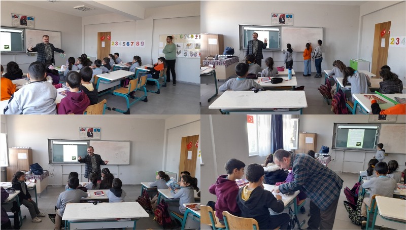 Yozgat Bozok Üniversitesi (YOBÜ) öğretim üyesi Prof. Dr. Mustafa Böyükata, kırsal kesimlerdeki okullara yönelik gönüllü olarak yürüttüğü “Köyde Okuma Etkinlikleri” kapsamında Yozgat’ın Sorgun ilçesine bağlı Karakız Köyünde.