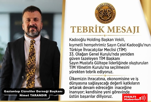 İş Dünyasında Gurur Veren Gelişme: Nimet Tarandır’dan Celal Kadooğlu’na Tebrik Mesajı