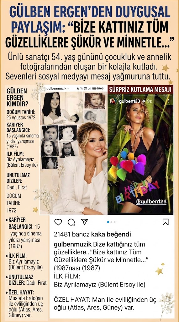 25 Ağustos: Gülben Ergen’in Doğum Günü ve Sanat Dolu Yılları