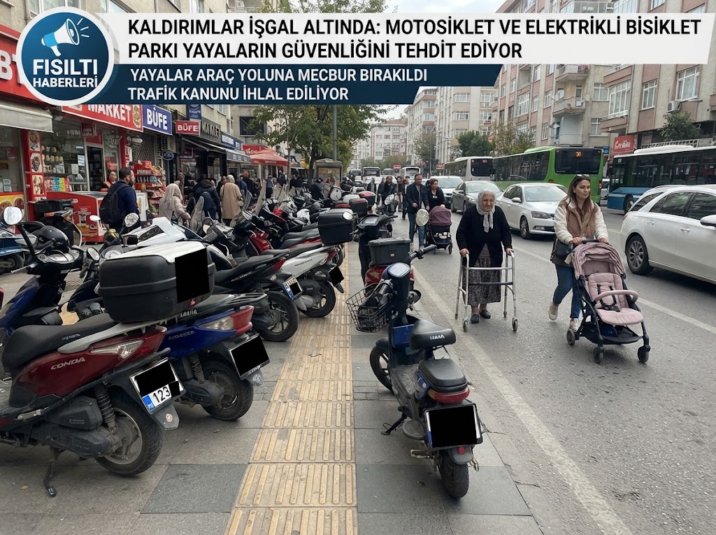 Kaldırımlar İşgal Altında: Motosiklet ve Elektrikli Bisiklet Parkı Yayaların Güvenliğini Tehdit Ediyor