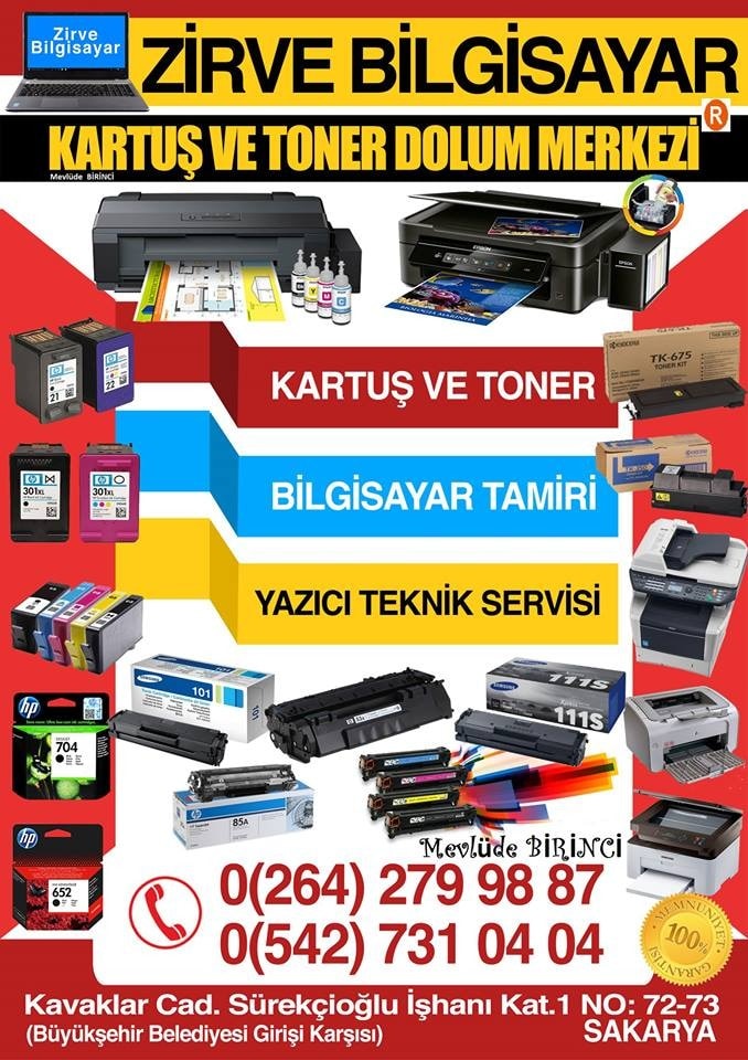 Zirve Bilgisayar; Epson, Canon, Hp, Xerox Yazıcı Sakarya Özel Teknik Servisi  