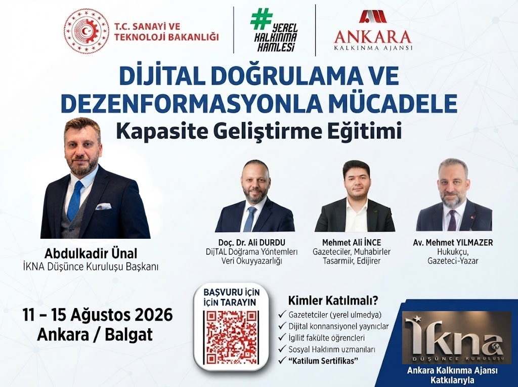 Ankara Kalkınma Ajansı Destekliyor: Yapay Zekâ ve Dijital Çağda Dezenformasyonla Mücadele Kapasite Geliştirme Eğitimi Başlıyor!